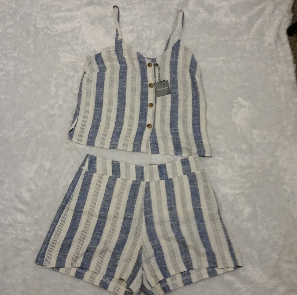 Madison 2 piece striped outfit shirt &  shorts